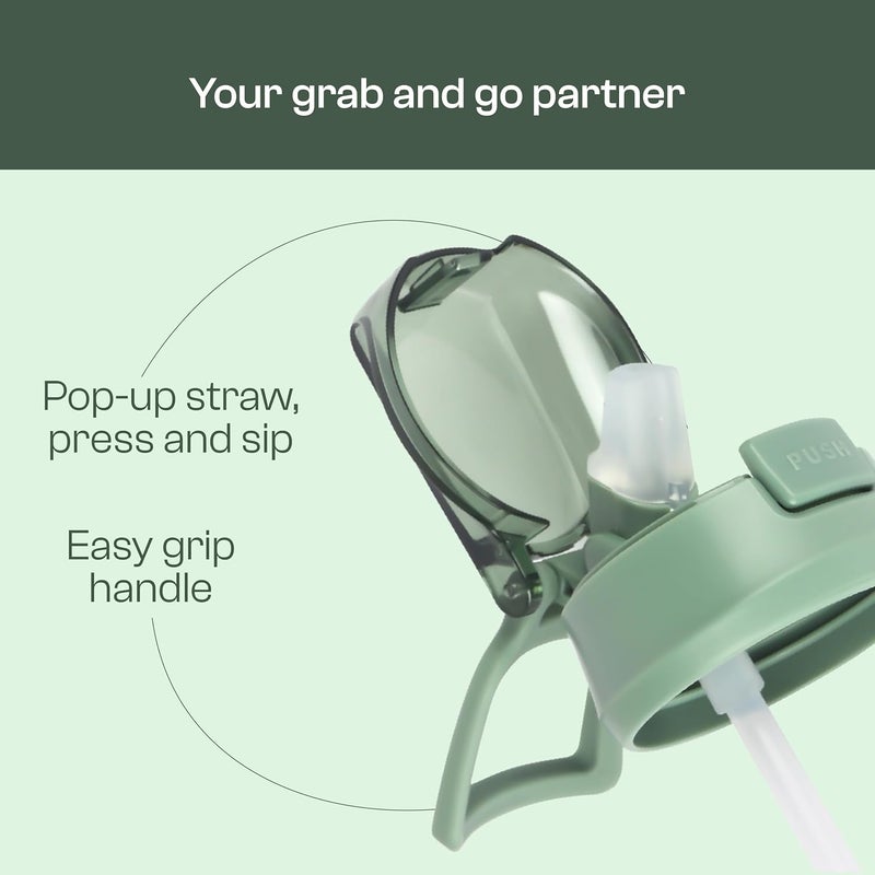 Pinnacle Quench Hydration Bottle (700ML, Green) - Motivational Water Bottle with Sipper and Hydration Tracker - Image 5